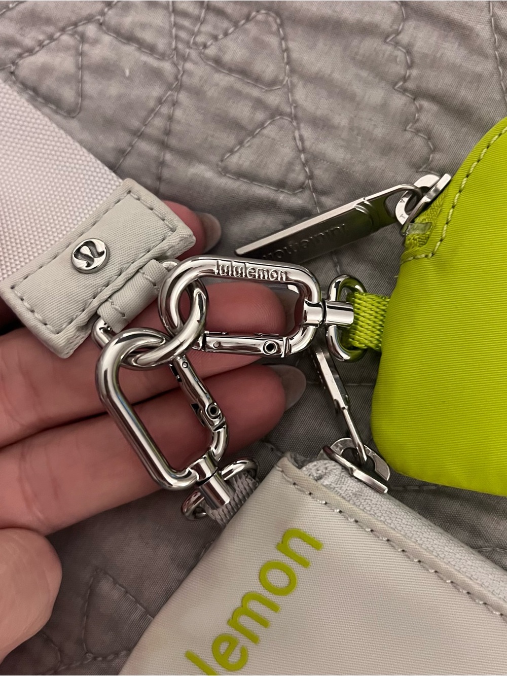 Lululemon Dual Pouch Wristlet Lime Green Gray Silver Wallet Pouch - Picture 5 of 5